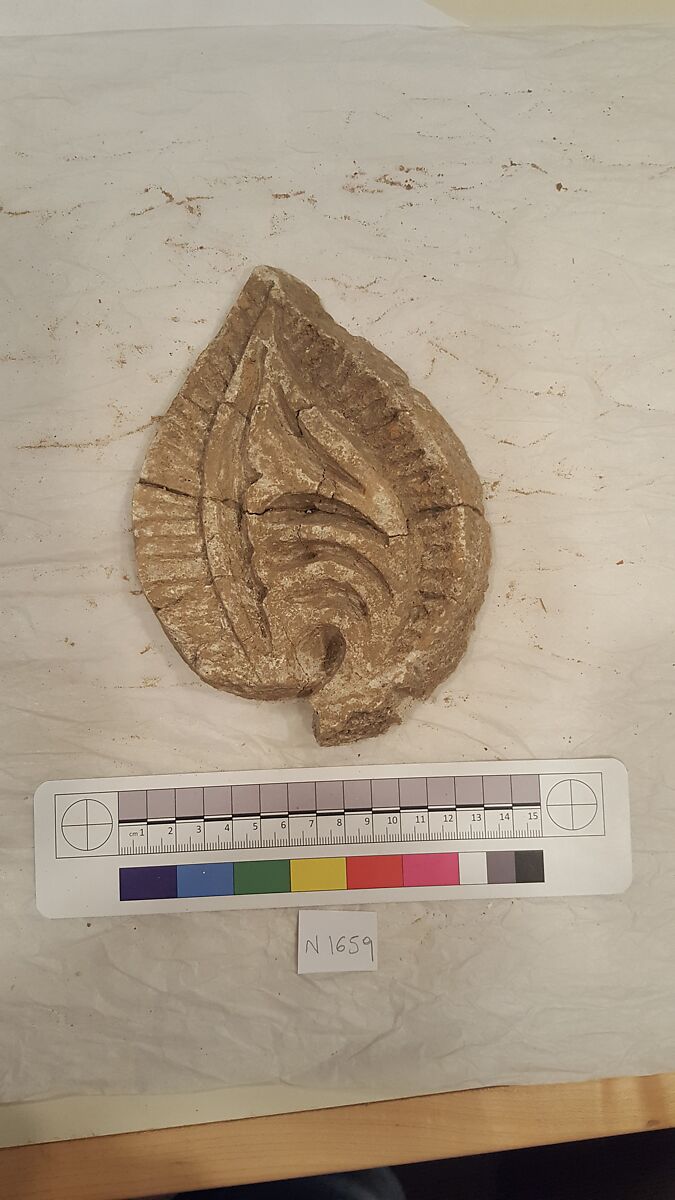 Stucco Fragment, Stucco (mortar?); carved, painted 