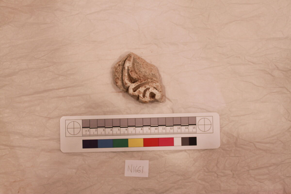 Stucco Fragment, Stucco(mortar?); carved, painted