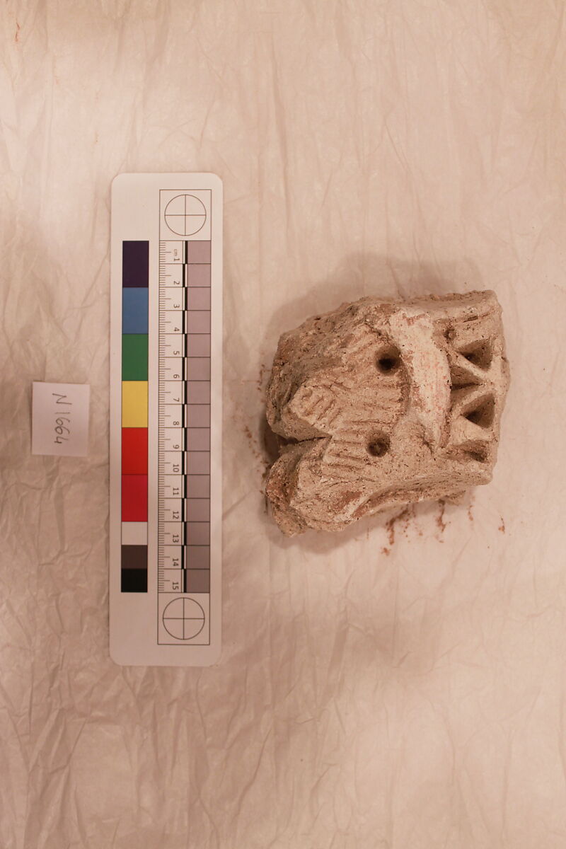 Stucco Fragment, Stucco; carved, painted 