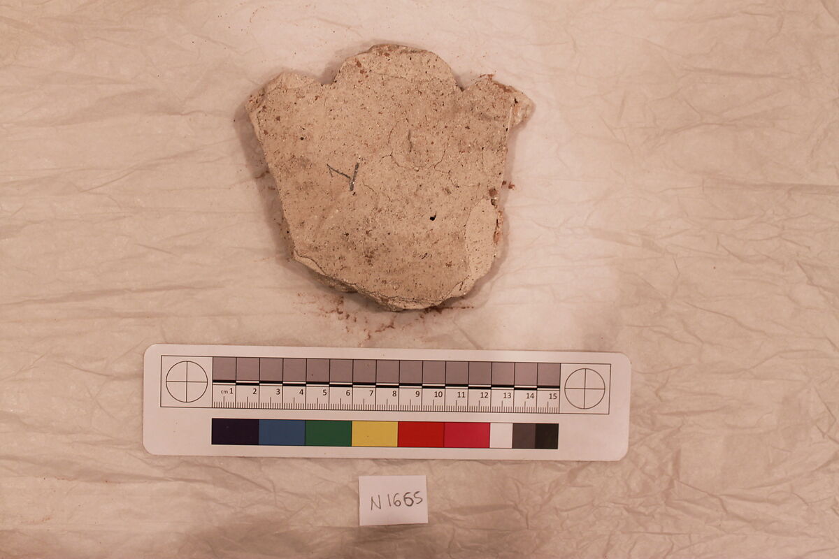 Stucco Fragment, Stucco (mortar?); carved, painted