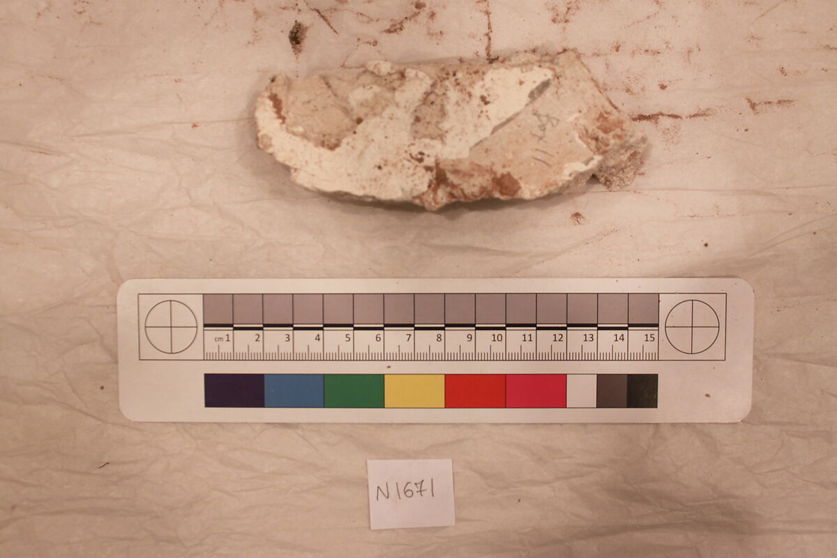 Stucco Fragment, Stucco; carved, painted