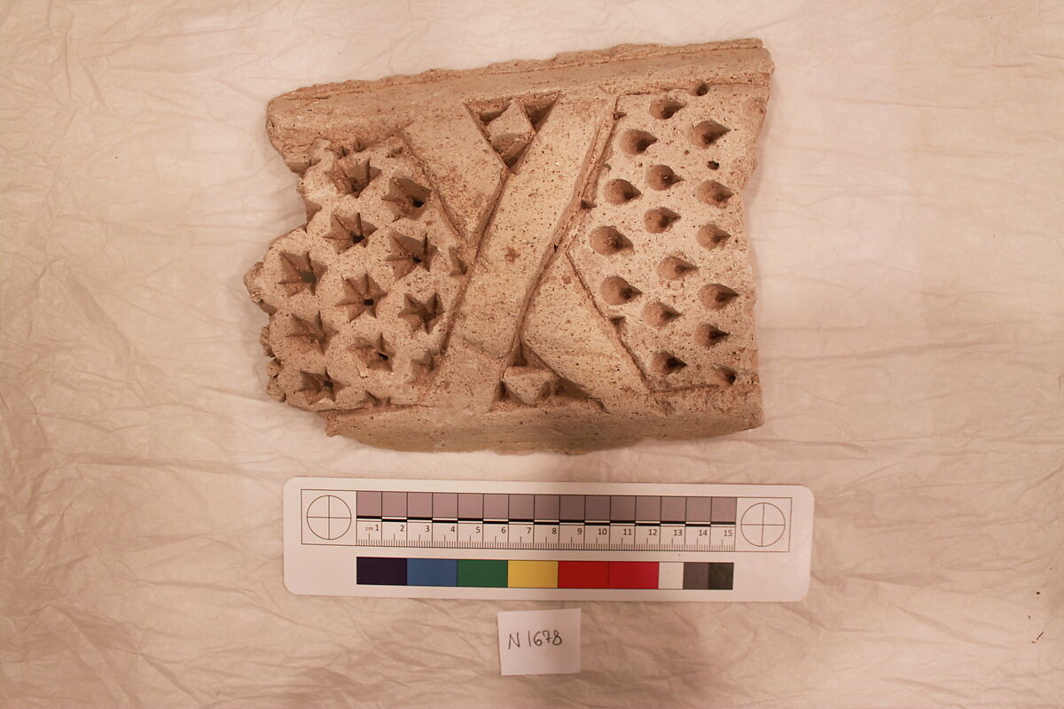 Stucco Fragment, Stucco; carved, painted 