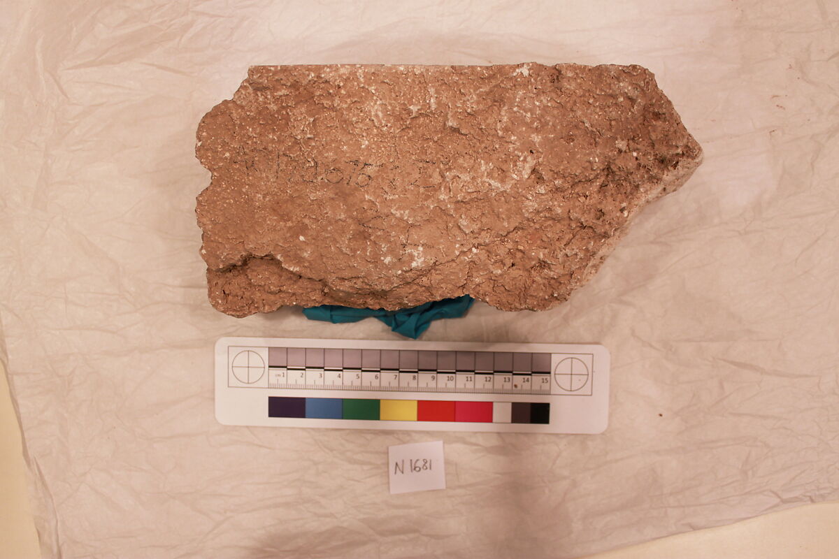 Stucco Fragment, Molded plaster (backed with baked brick); carved, painted