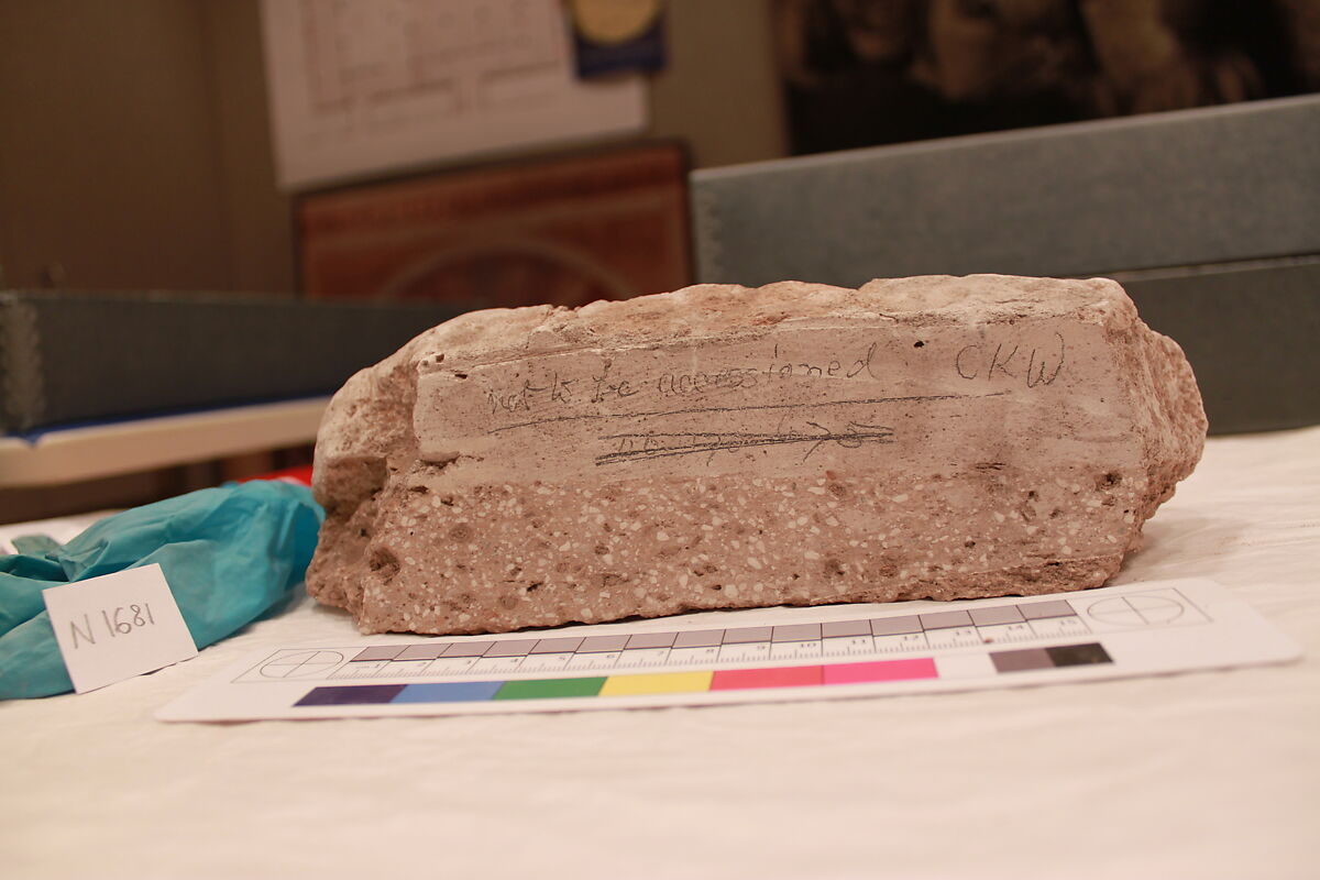 Stucco Fragment, Molded plaster (backed with baked brick); carved, painted