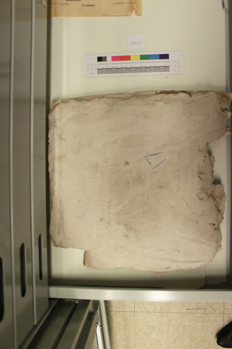 Fragment of a Carved Panel with Stars, Stucco; carved, painted