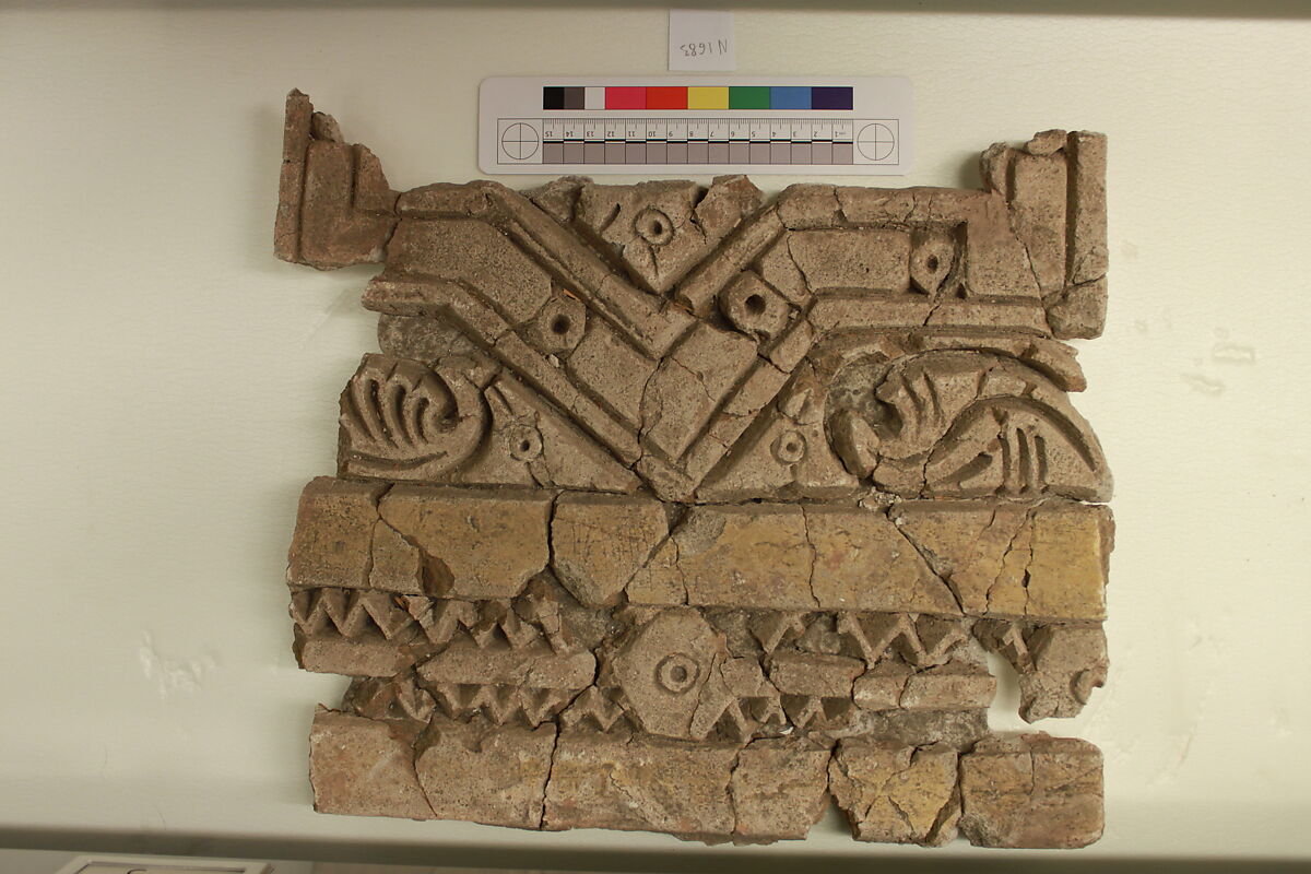 Fragment of a Carved Panel with Stars, Stucco; carved, painted