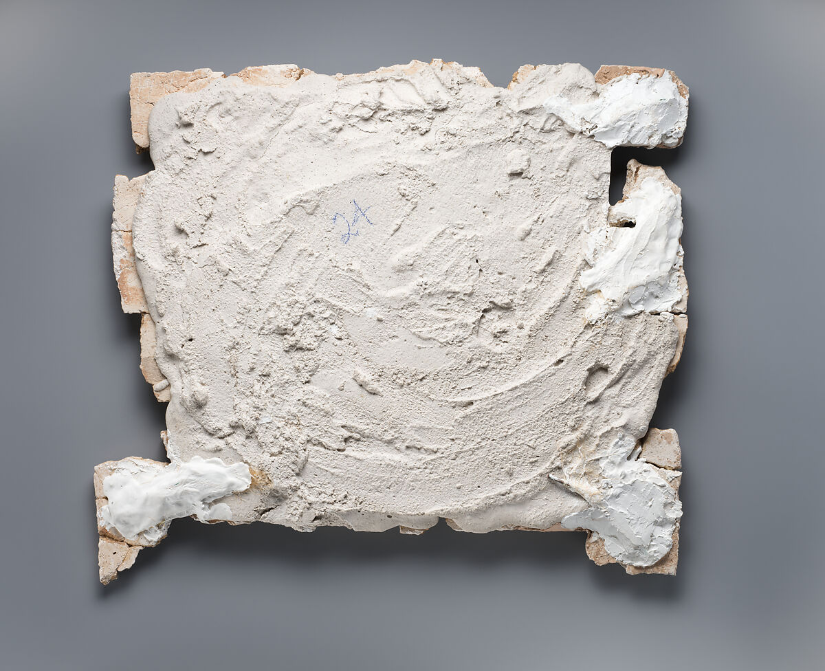 Fragment of a Carved Panel with Stars, Stucco; carved, painted