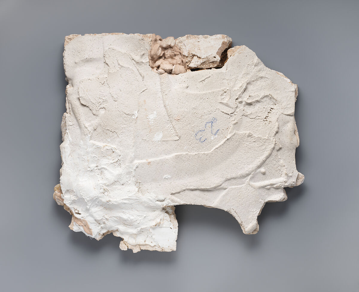 Fragment of a Carved Panel with Stars, Stucco; carved, painted