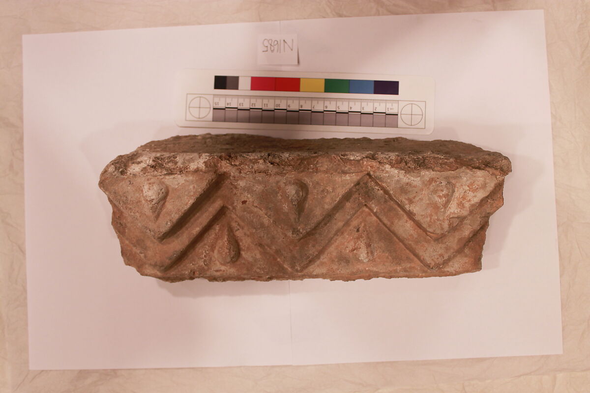 Stucco Fragment, Stucco; carved, painted 