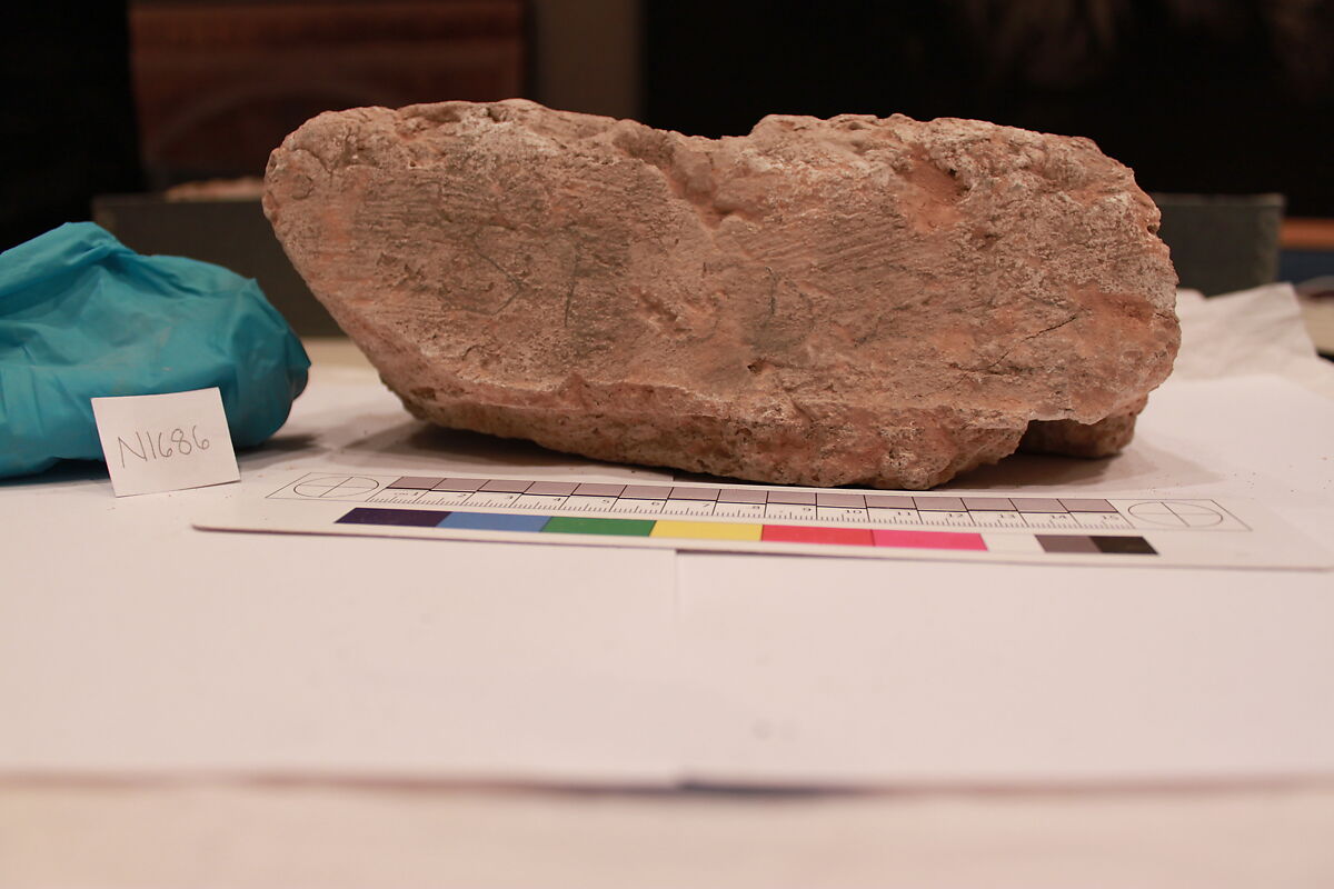 Stucco Fragment, Stucco; carved, painted