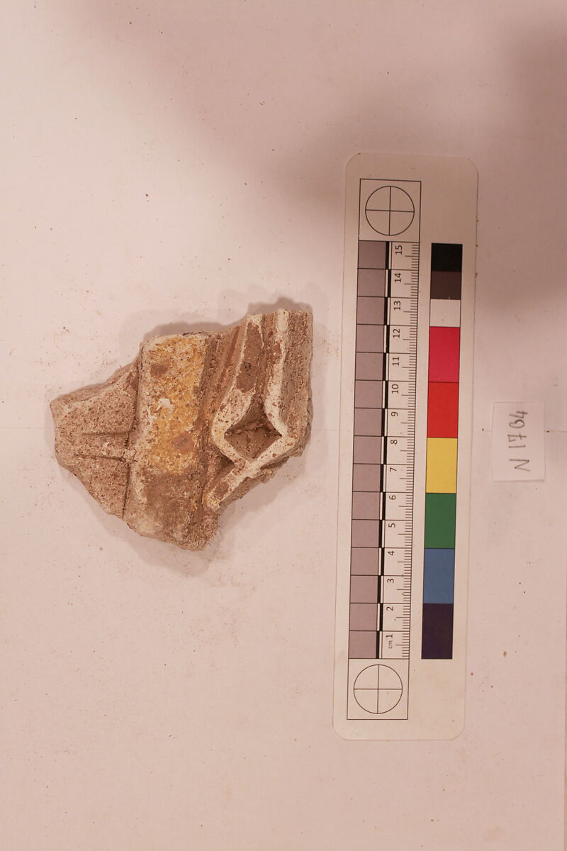 Stucco Fragment, Stucco; carved, painted 