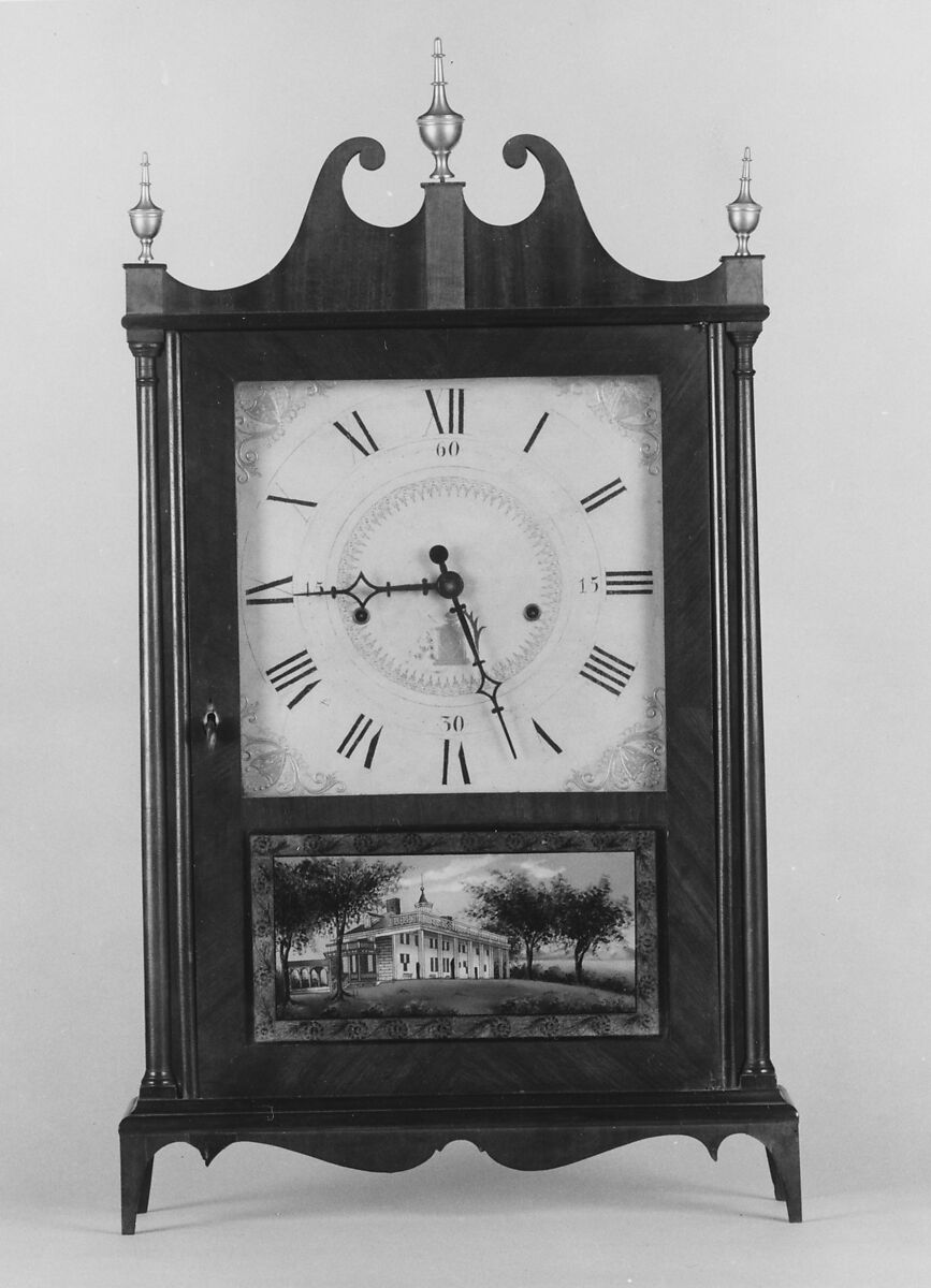 Shelf Clock, Seth Thomas (1785–1859), Mahogany, maple, white pine, American 