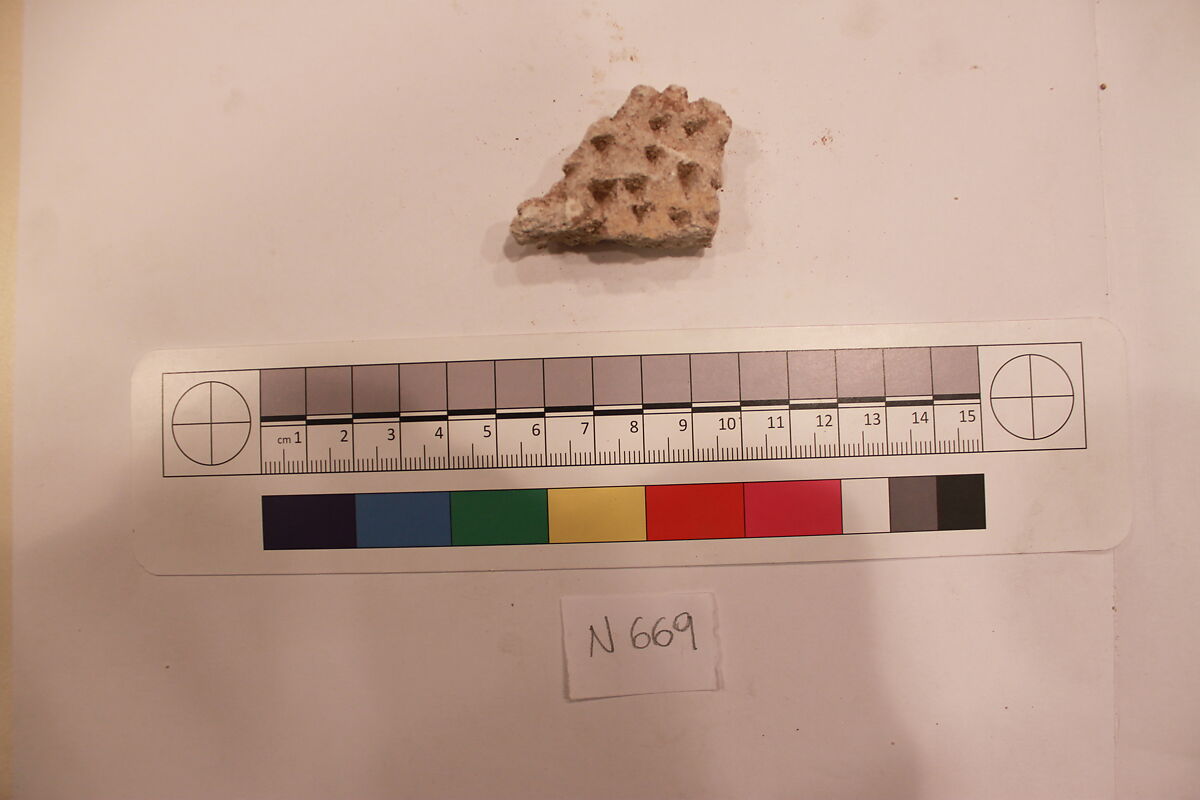 Stucco Fragment, Stucco; carved, painted 