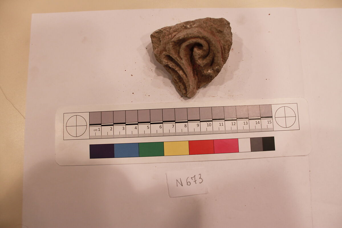 Stucco Fragment, Stucco; carved, painted