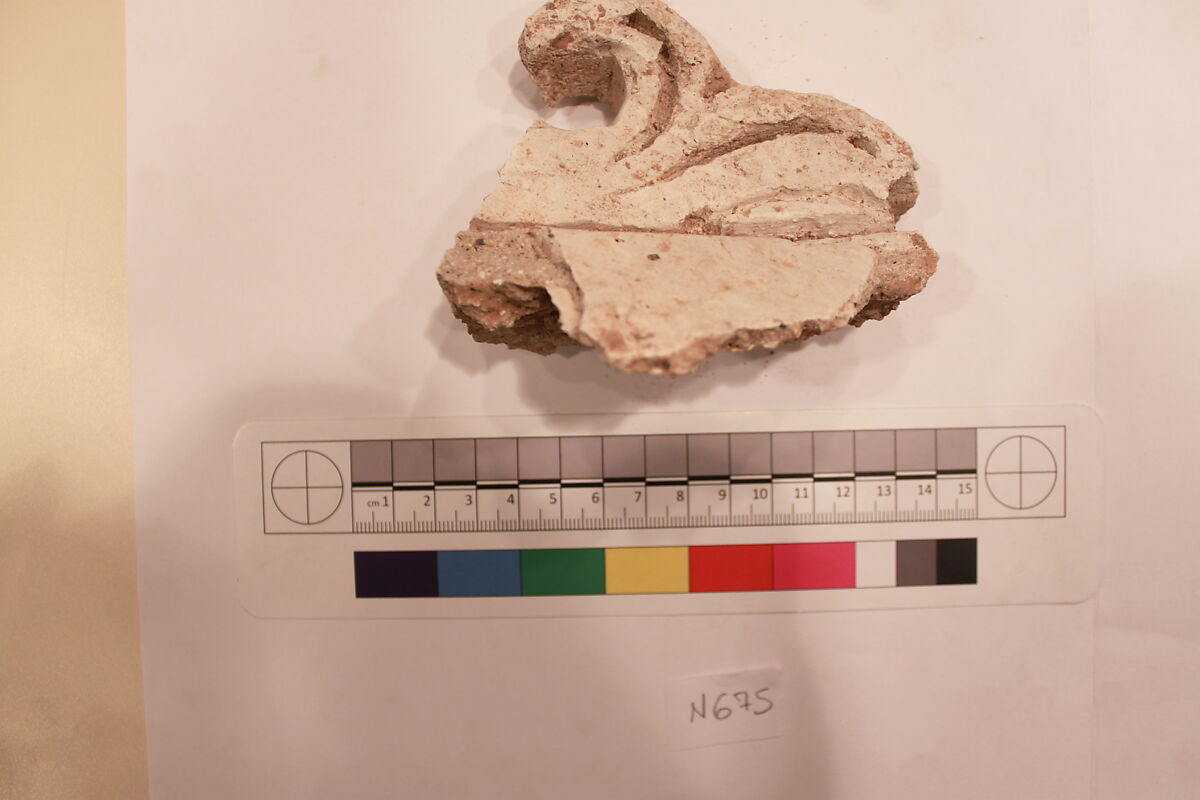 Stucco Fragment, Stucco; carved, painted