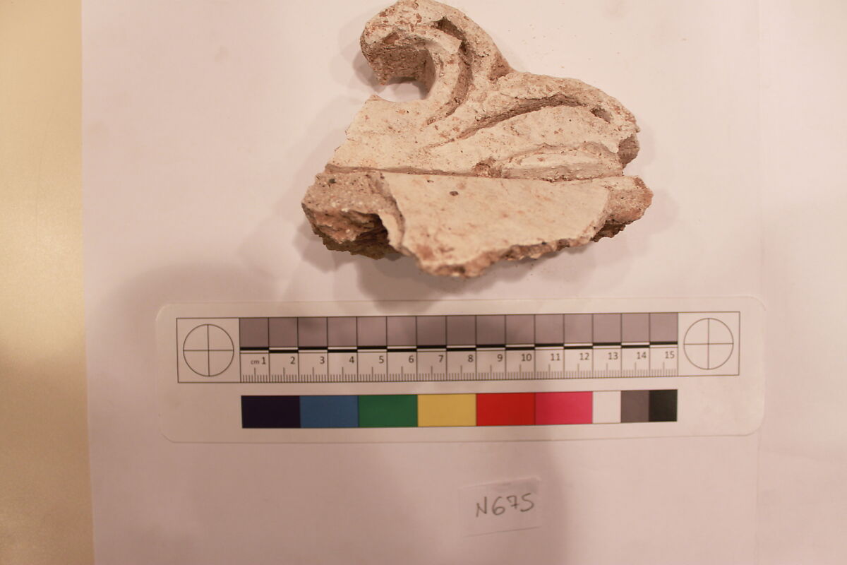 Stucco Fragment, Stucco; carved, painted 