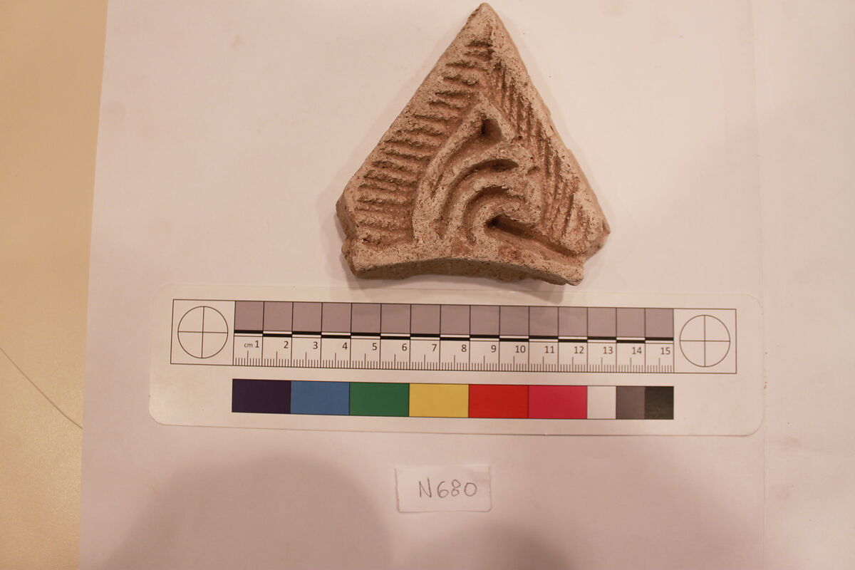 Stucco Fragment, Stucco; carved, painted 