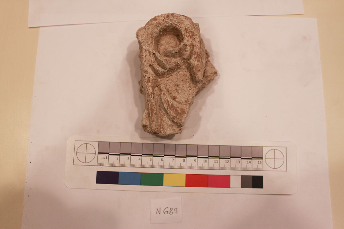 Stucco Fragment, Stucco; carved, painted