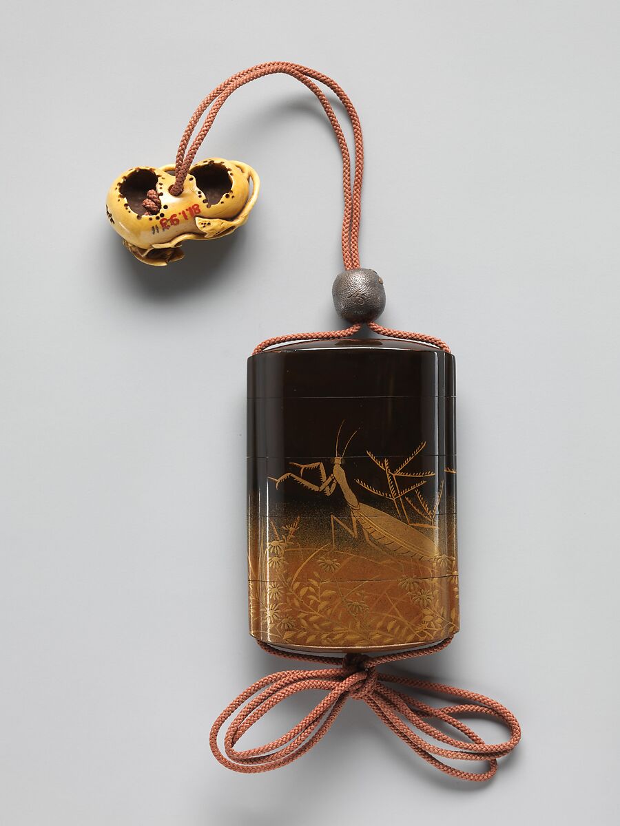 Ojime, Metal with design of dragon blossoms, Japan