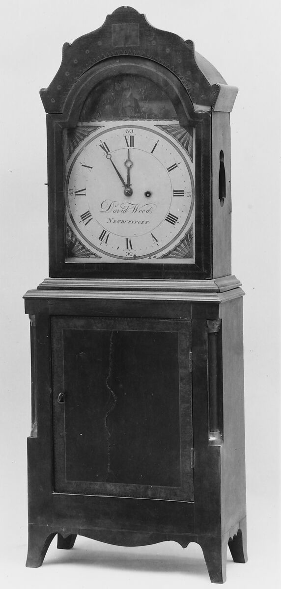 Shelf Clock, David Wood (1766–ca. 1850), Mahogany, maple, ebony, white pine, American 