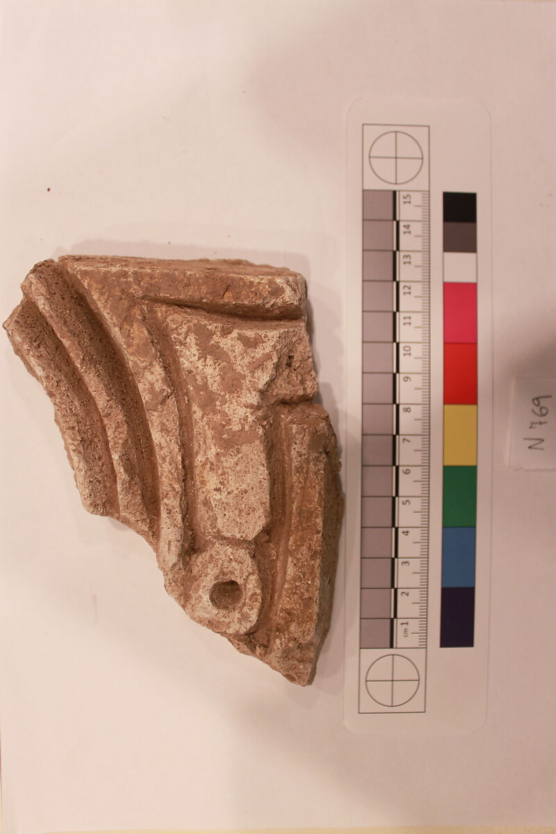 Stucco Fragment, Stucco; carved, painted 