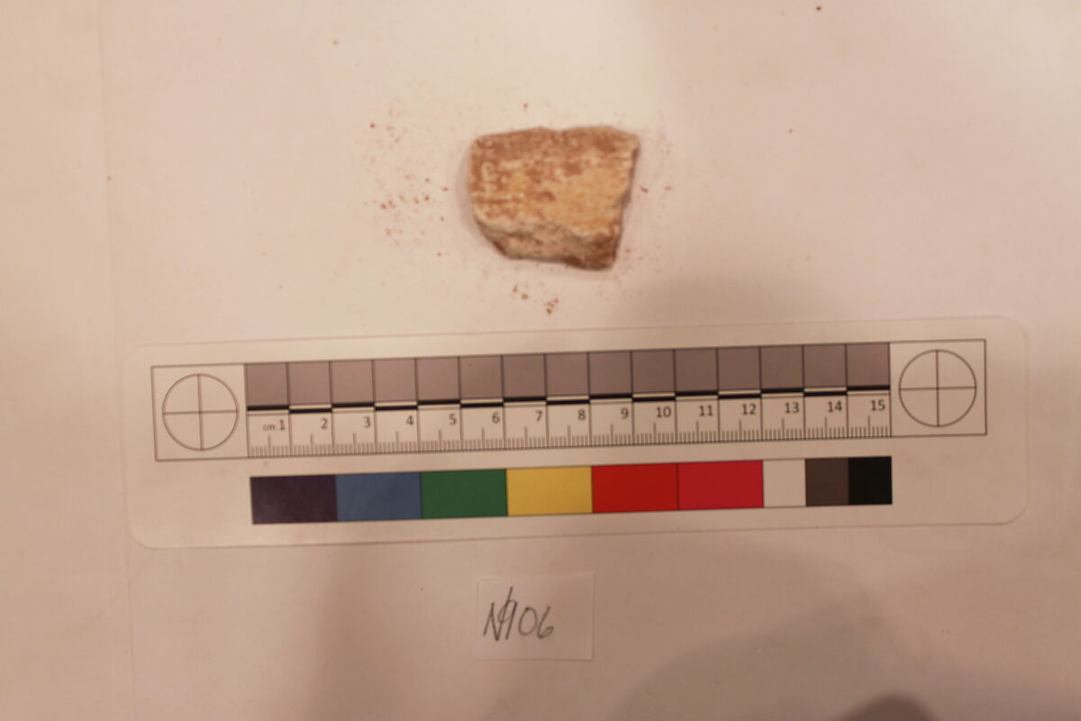 Stucco Fragment, Stucco; carved, painted 