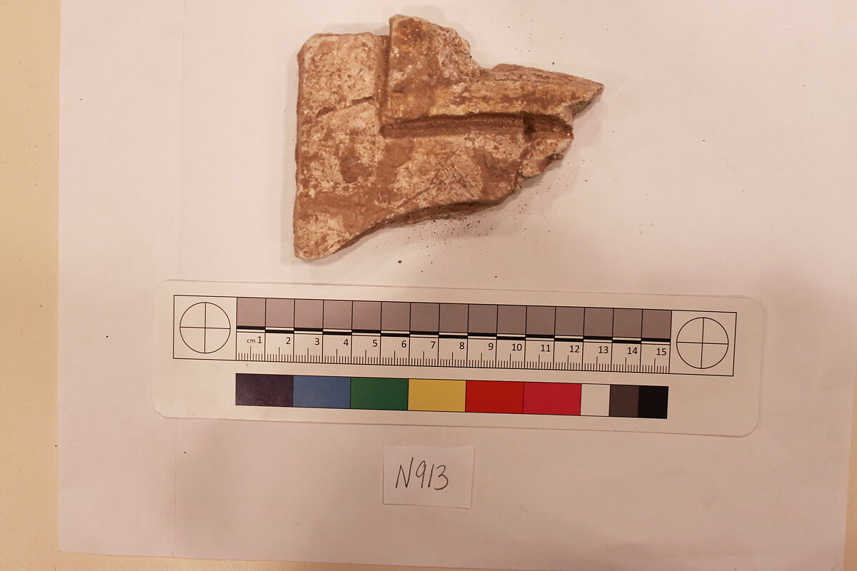 Stucco Fragment, Stucco; carved, painted 