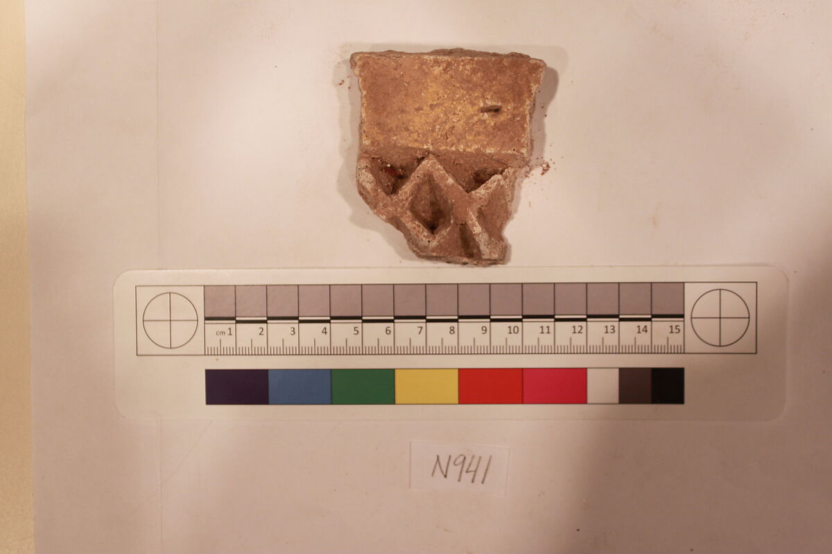 Stucco Fragment, Stucco; carved, painted 