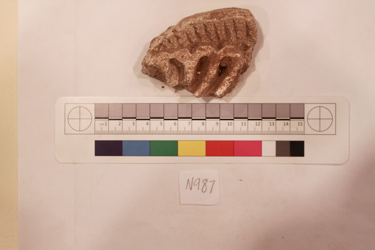 Stucco Fragment, Stucco; carved, painted 