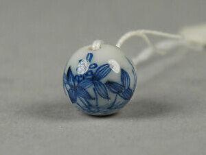 Ojime, Blue-and-white porcelain bead, Japan 