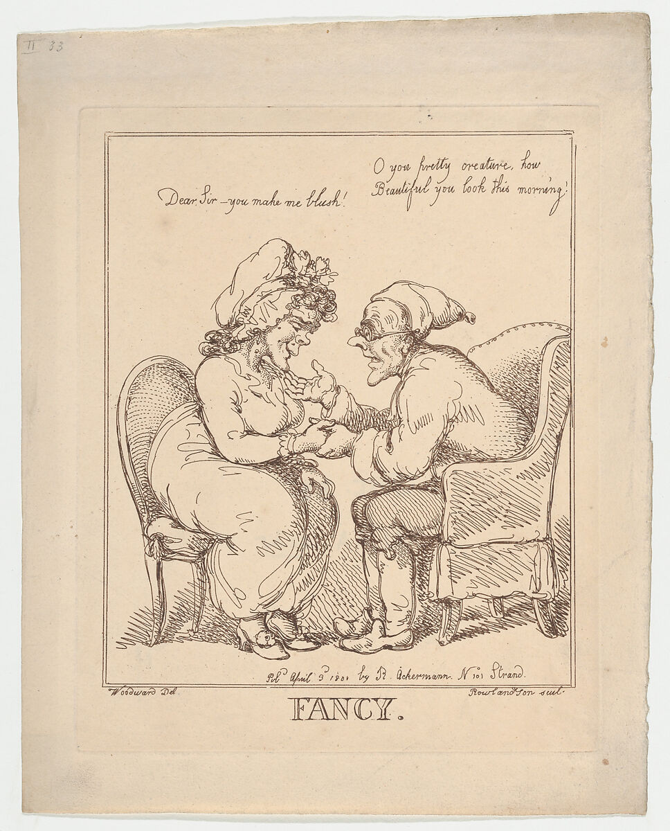 Fancy, Thomas Rowlandson (British, London 1757–1827 London), Hand-colored etching 