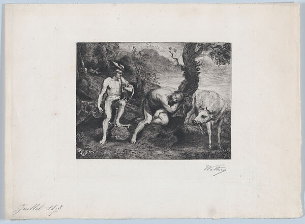 Mercury, Argus and Io, Charles-Albert Waltner (French, Paris 1846–1925 Paris), Etching; proof 