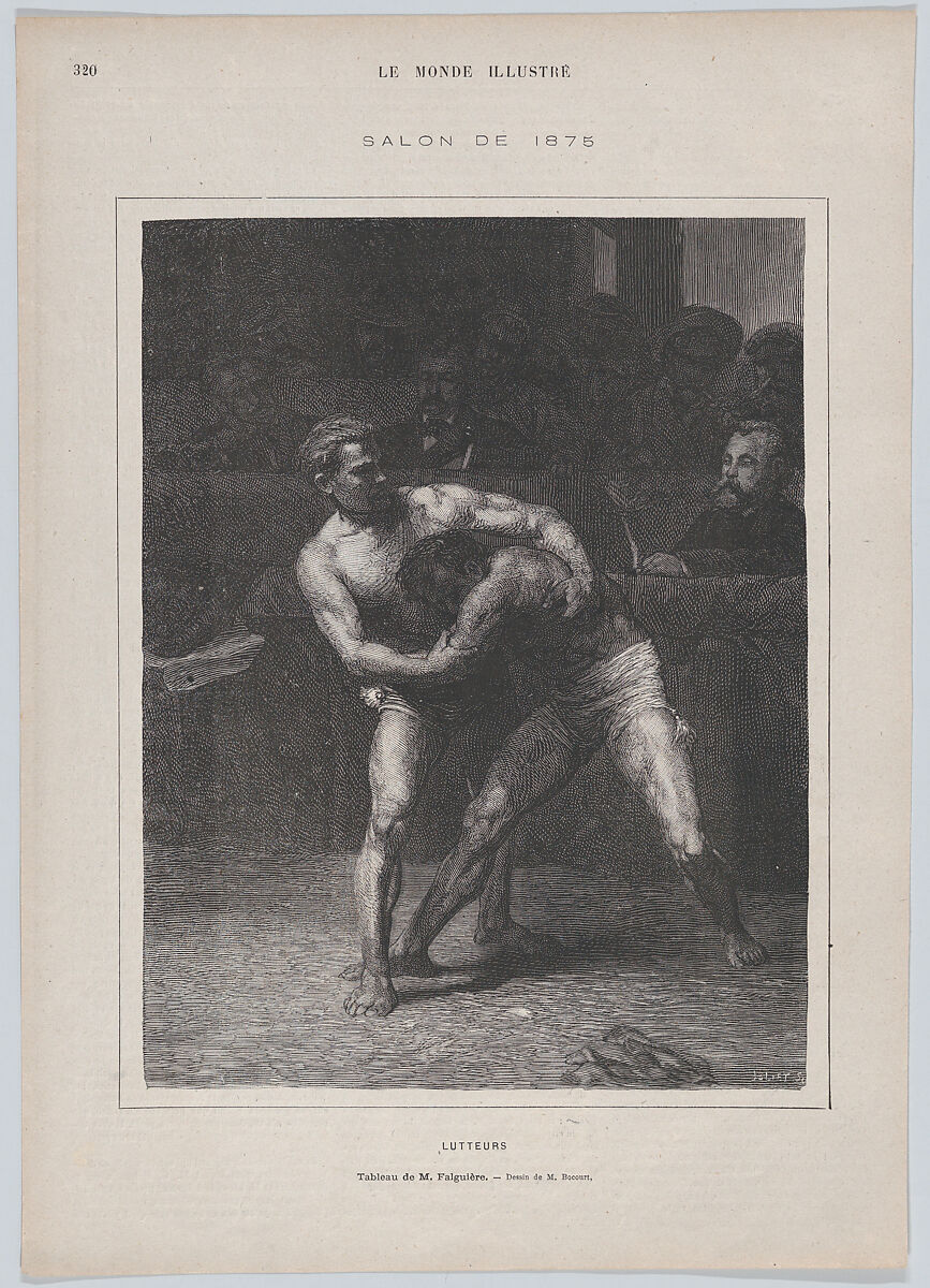 Lutteurs (The Wrestlers), from "Le Monde Illustré", Auguste Joliet (French, Paris 1839–1915 Saint-Cloud), Wood engraving 