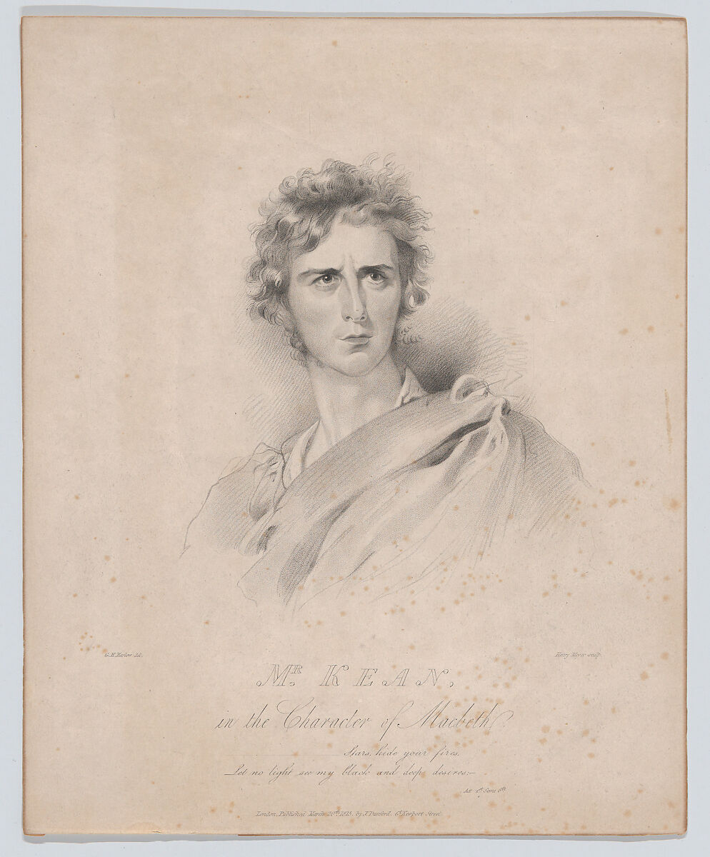 Mr. Kean in the Character of Macbeth, Henry Meyer (British, London 1780–1847 London), Stipple engraving 