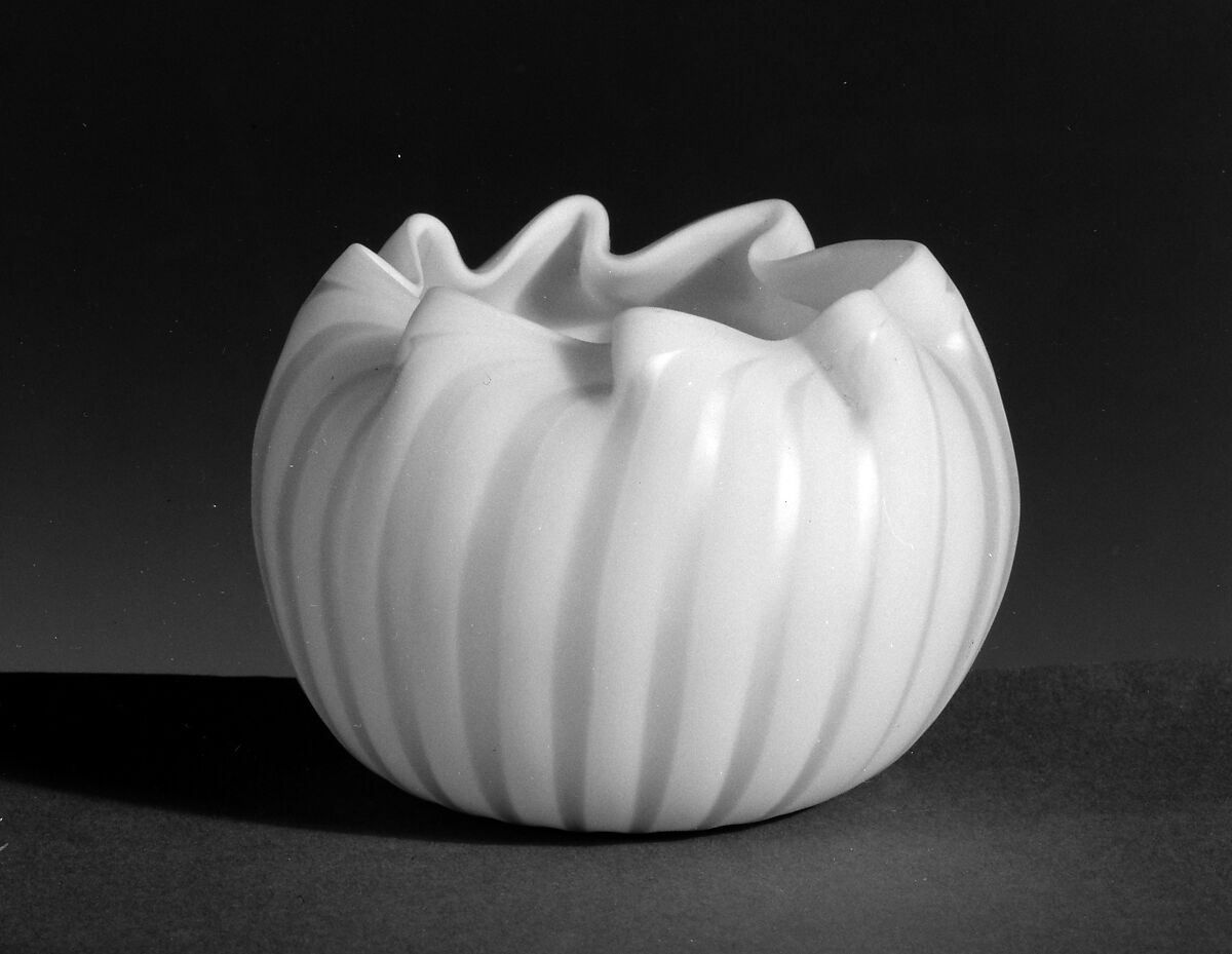 Sherbet Dish, Blown satin white opaque glass, British 