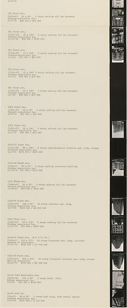 Sol Goldman and Alex DiLorenzo Manhattan Real Estate Holdings, A Real-Time Social System, as of May 1, 1971, Hans Haacke (American and German, born Cologne, 1936), Gelatin silver prints, typescript, and offset lithograph