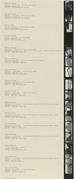 Sol Goldman and Alex DiLorenzo Manhattan Real Estate Holdings, A Real-Time Social System, as of May 1, 1971, Hans Haacke (American and German, born Cologne, 1936), Gelatin silver prints, typescript, and offset lithograph