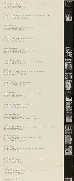 Sol Goldman and Alex DiLorenzo Manhattan Real Estate Holdings, A Real-Time Social System, as of May 1, 1971, Hans Haacke (American and German, born Cologne, 1936), Gelatin silver prints, typescript, and offset lithograph