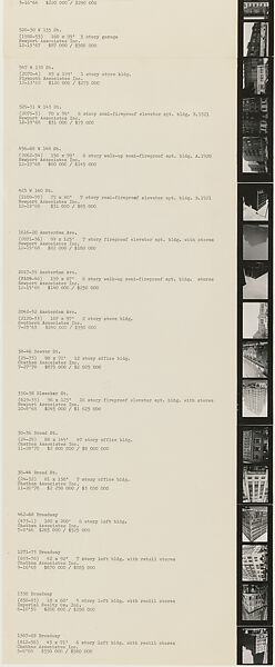 Sol Goldman and Alex DiLorenzo Manhattan Real Estate Holdings, A Real-Time Social System, as of May 1, 1971, Hans Haacke (American and German, born Cologne, 1936), Gelatin silver prints, typescript, and offset lithograph