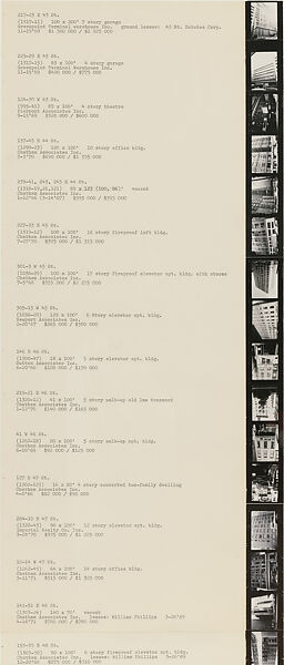 Sol Goldman and Alex DiLorenzo Manhattan Real Estate Holdings, A Real-Time Social System, as of May 1, 1971, Hans Haacke (American and German, born Cologne, 1936), Gelatin silver prints, typescript, and offset lithograph