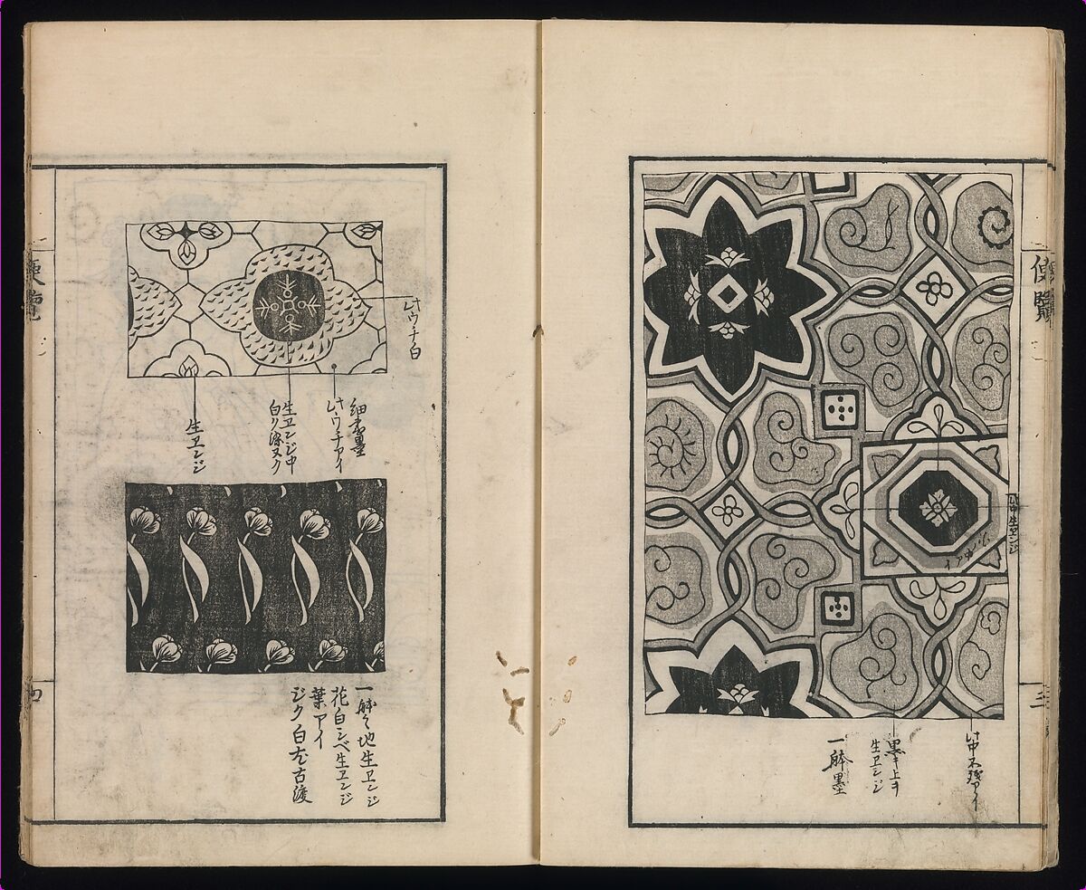 Sarasa benran no mokuroku (catalogue compendium of sarasa designs), Woodblock-printed book, Japan