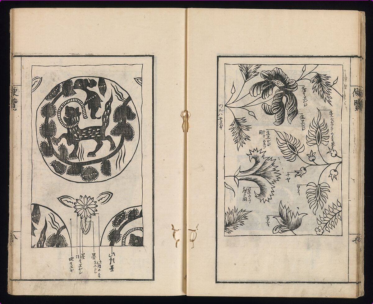 Sarasa benran no mokuroku (catalogue compendium of sarasa designs), Woodblock-printed book, Japan