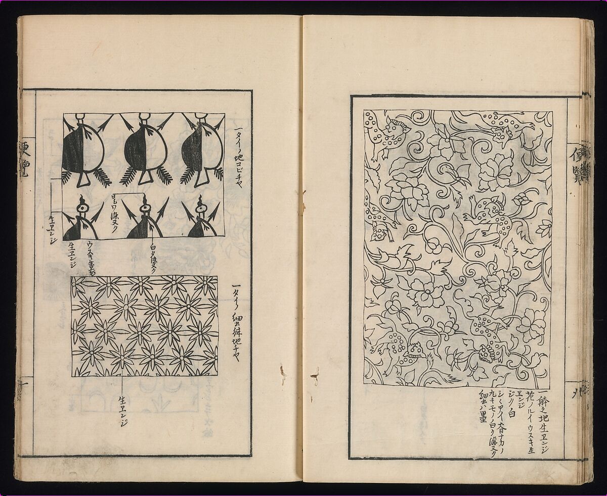 Sarasa benran no mokuroku (catalogue compendium of sarasa designs), Woodblock-printed book, Japan