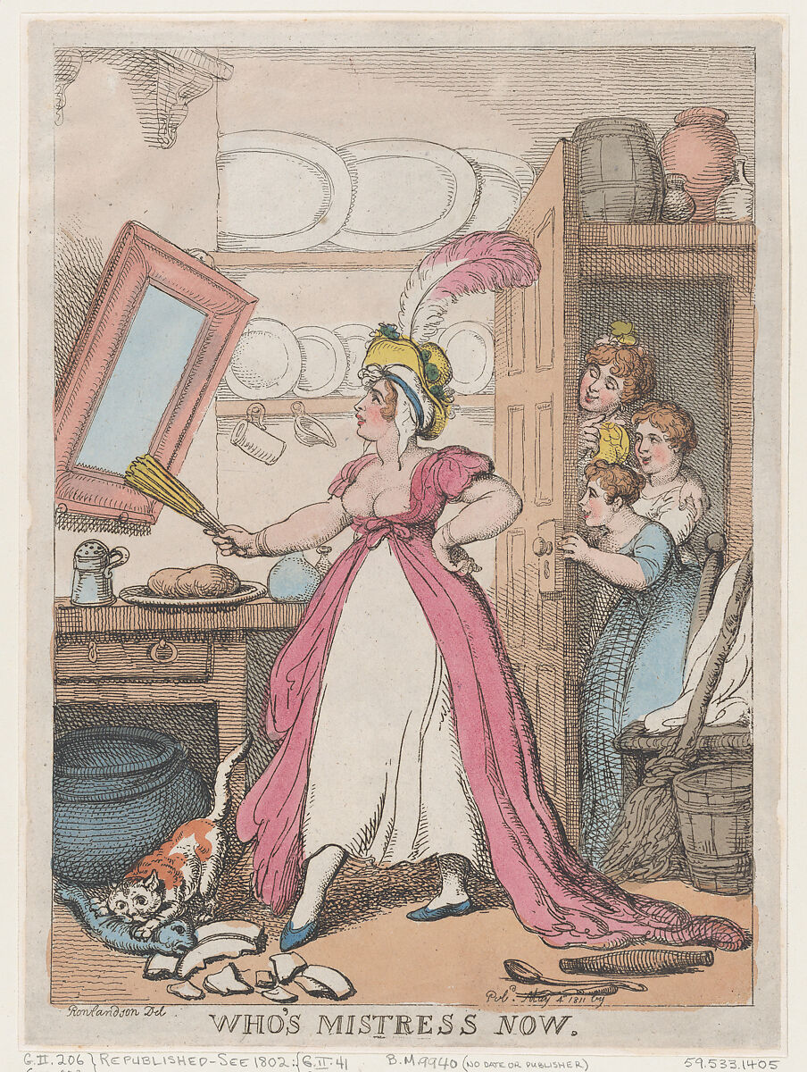 Who's Mistress Now?, Thomas Rowlandson (British, London 1757–1827 London), Hand-colored etching 