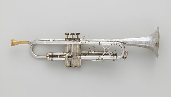 Trumpet in B-flat, Anton Riedl, Brass, silver plate, mother-of-pearl, Czech 