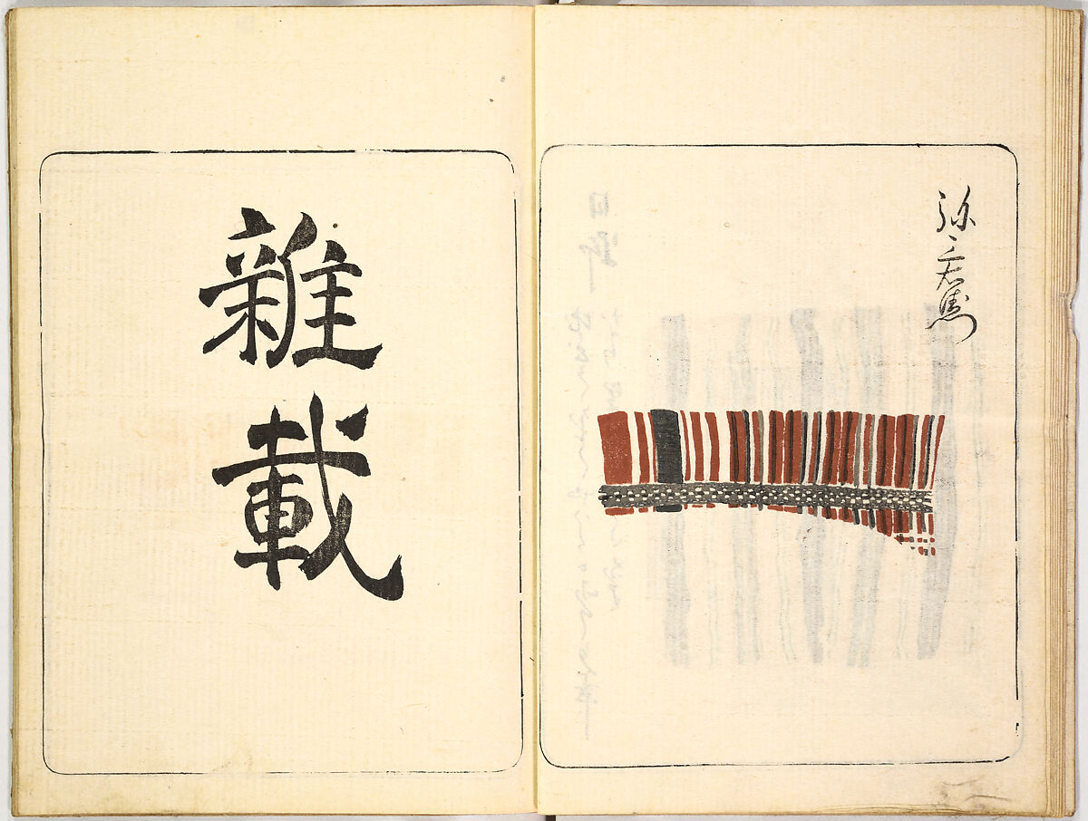 Kokon meibutsu rui shū, Vol. 2 (examples of old textile designs), Woodblock-printed book, Japan