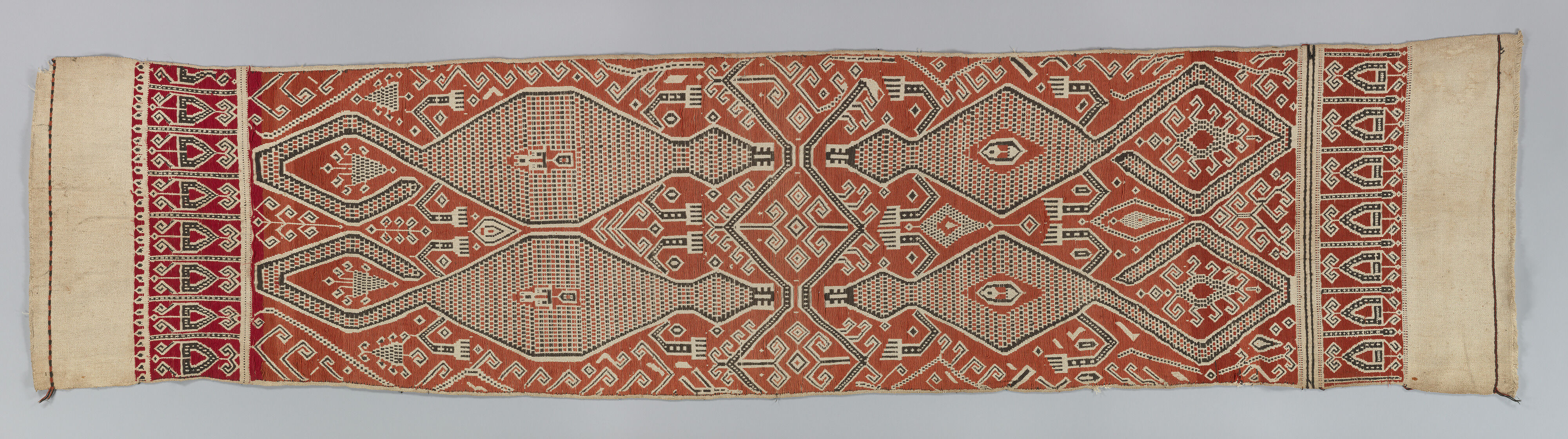 Ceremonial cloth, Cotton ikat dyed textile, Iban-Dayak 