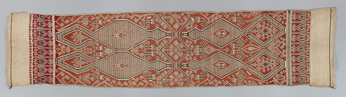 Ceremonial cloth, Cotton ikat dyed textile, Iban-Dayak 