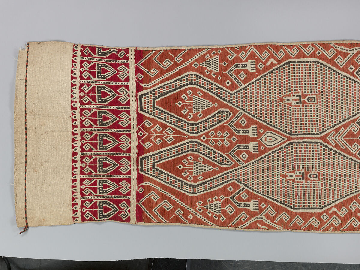 Ceremonial cloth, Cotton ikat dyed textile, Iban-Dayak