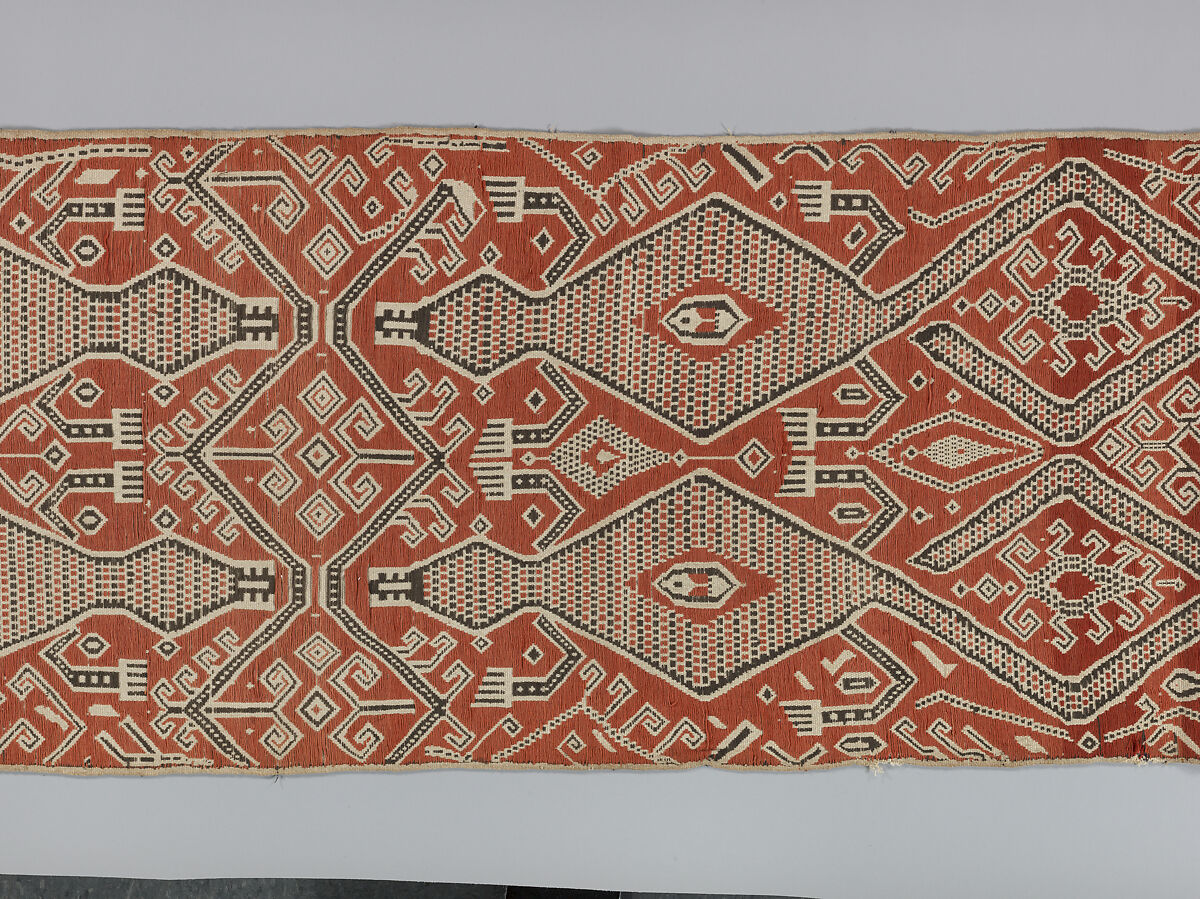 Ceremonial cloth, Cotton ikat dyed textile, Iban-Dayak